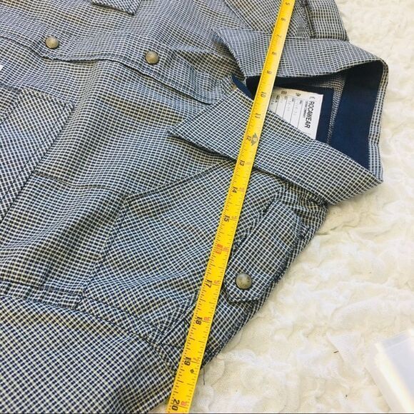 Rocawear Button Down Shirt Leather America Flag Micro Plaid Blue Green XL 2011 - Picture 9 of 13